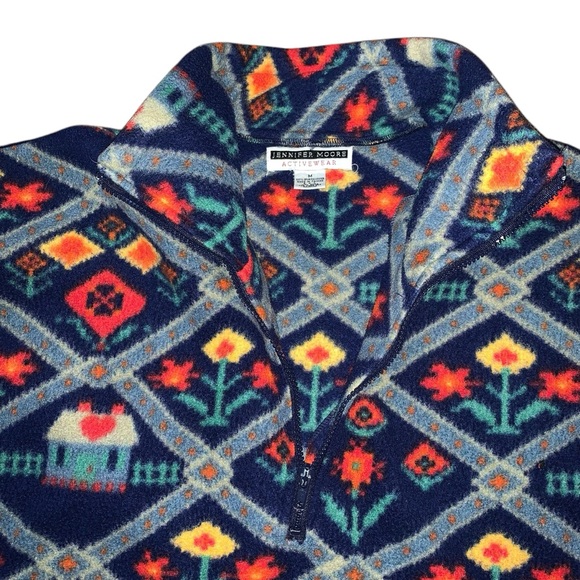 v i n t a g e :: Slouchy Cozy Whimsy Country Floral Fleece Sweater Pullover - Picture 7 of 10